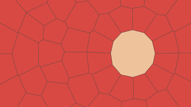Voronoi diagram with irregular polygonal cells and a central pale orange shape vector illustration pattern geometric tessellation digital design