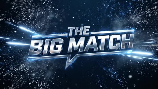 Dynamic 'The Big Match' Logo Reveal with Explosive Particle Effects and Neon Glow Intriguing