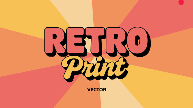 Retro print vector illustration with radiating lines and bold typography in warm orange and yellow tones vintage sunburst colors