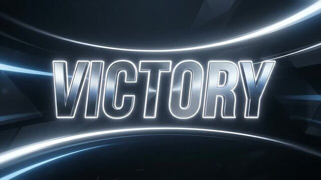 Dynamic Victory Text Animation with Futuristic Glowing Neon Lights and Abstract Sci-Fi Background