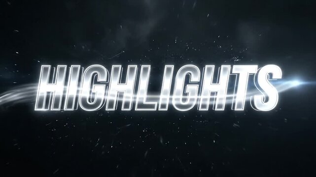 Dynamic metallic text animation highlights sequence with cinematic smoke and particle effects