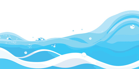 Abstract blue water wave splash background vector illustration. Vibrant cartoon ocean wave vector with splash and foam on white background, water wave, kids themes, and digital art. © MD AL AMIN