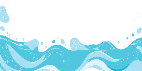 Abstract blue and green water wave splash background vector illustration. Vibrant cartoon ocean wave vector with splash and foam on white background, water wave, kids themes, and digital art. © MD AL AMIN