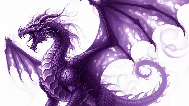 Purple Dragon Fantasy Art Illustration.