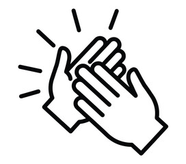 Obraz premium Clapping hands icon in minimalist line art style, applause and celebration vector symbol, black outline human hands clapping for success