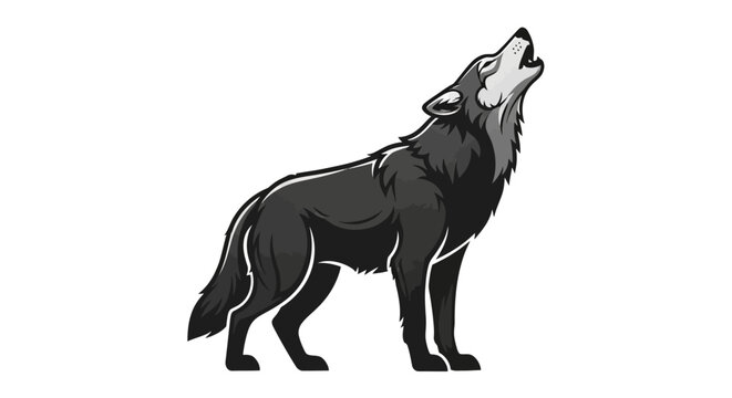 Black Wolf Howling Upwards.