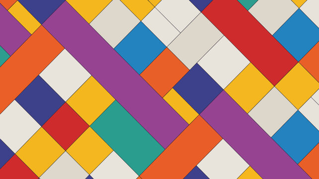 Geometric pattern with overlapping rectangles in vibrant colors and a diagonal composition abstract rectangle shapes color block colorful flat