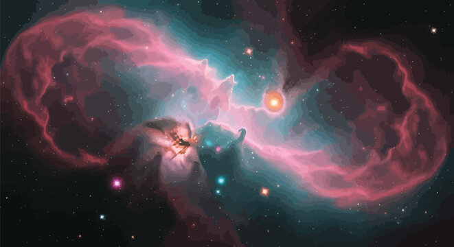 Vibrant cosmic nebula with stars and stardust in deep space