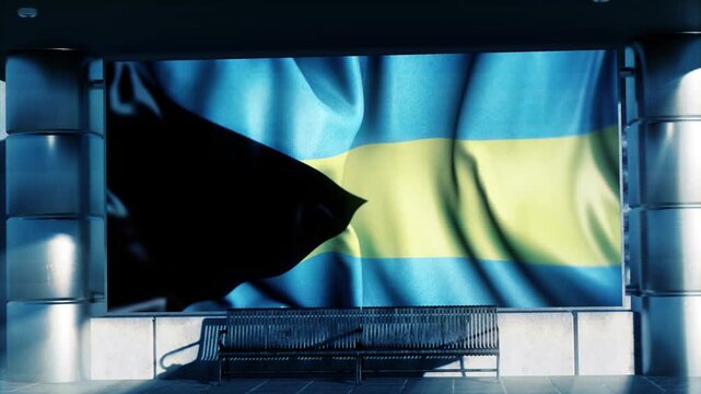 Bahamas National Waving Flag Displayed on Digital screen at Airport