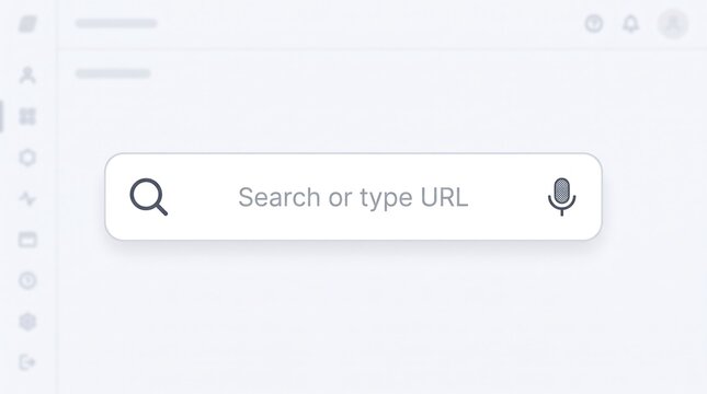 Search bar interface with magnifying glass and microphone icons on a clean webpage