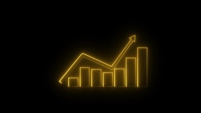 Abstract neon line Arrow rising on graph with rocket Sale Symbols. Abstract business growth and start up business concept. Abstract Business growth and start business ideas.