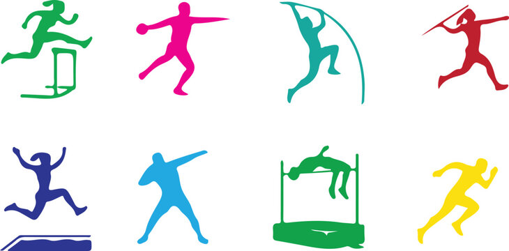 Colorful athletic track and field vector icons Vector, illustration