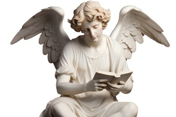 Obraz premium Cupid Greek sculpture person reading archangel female animal.