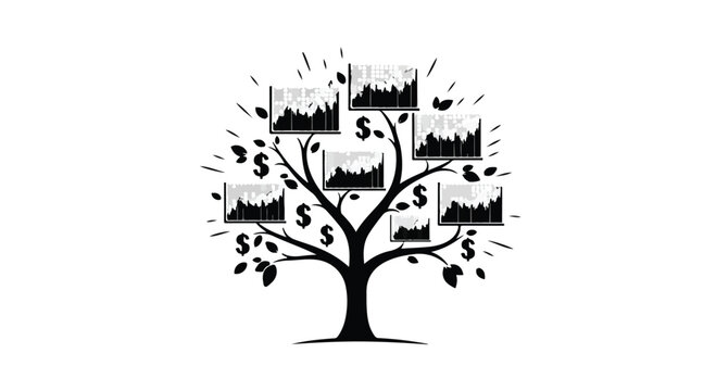 Money growing on a tree with dollar signs