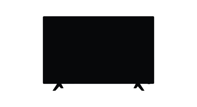 Flat screen Television Silhouette On White Background