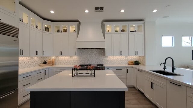 Bright modern kitchen with central island