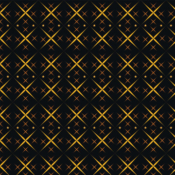 Seamless luxury pattern with golden geometric intersecting lines on black