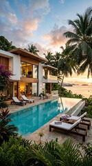 Fototapeta premium tropical modern villa exterior 