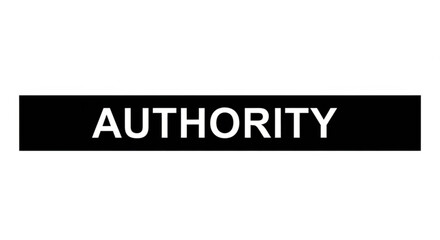 Fototapeta premium Bold black and white authority sign with uppercase letters and modern design for safety and regulation notices