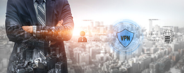 Fototapeta premium VPN security protects network access. VPN security encrypts data, hides identity, VPN security defends traffic, and VPN security secures connection from threats. Vouch