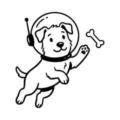 Obraz premium Cute Dog Astronaut Coloring Page