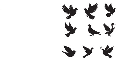 Fototapeta premium Flying Bird Silhouette Vector Set Collection.