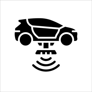 Autonomous vehicle proximity sensor technology icon with autonomous, proximity