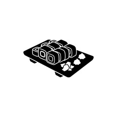 Sushi platter icon featuring maki rolls and pickled ginger japanese restaurant © lll