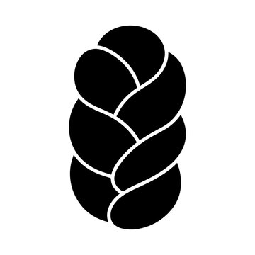 Braided challah bread loaf bakery icon with breakfast nutrition illustration