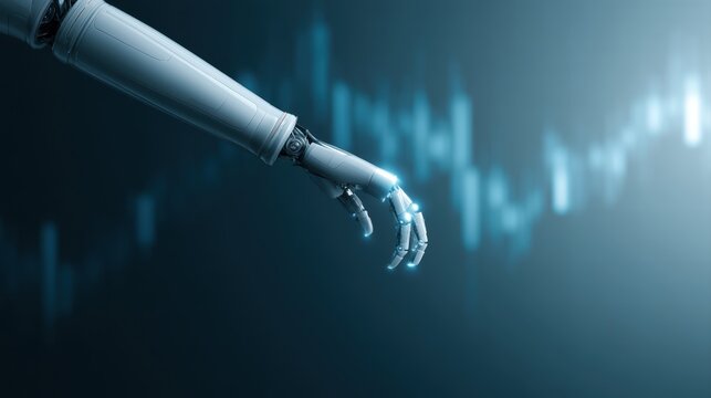 AI trading algorithm, glowing stock charts, machine finance