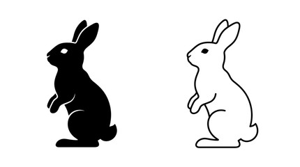 Rabbit Silhouette In Black And White Minimalist Line Art © UmmeFaria
