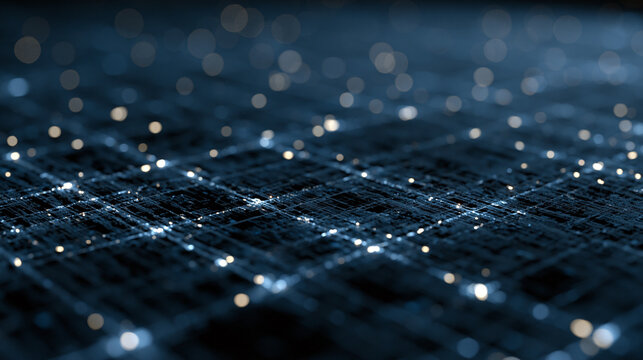 Pixel grid pattern on dark background with faint luminous intersections and subtle depth suggesting digital infrastructure, used for cybersecurity product marketing, software