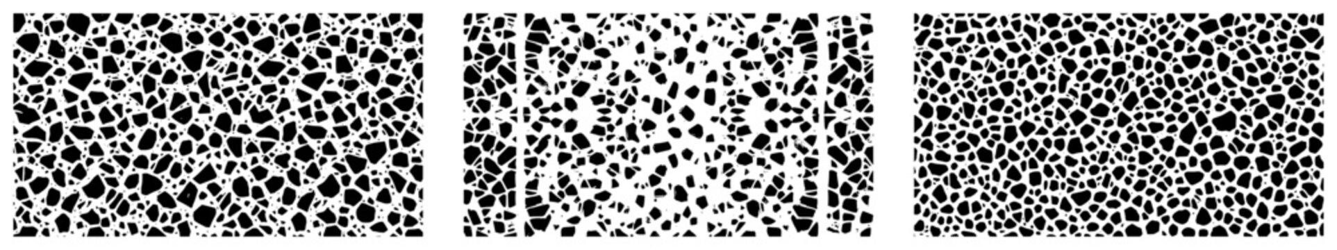 Pebble stone dense texture panels in abstract organic mosaic style