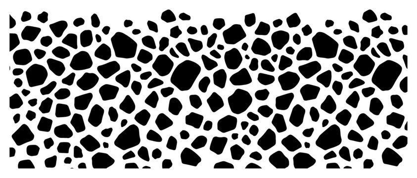 Cobblestone paving stone seamless pattern in black and white organic style