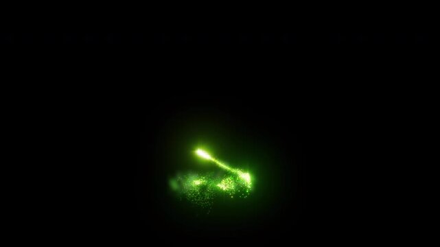 Double Green 3D Magic Staff Moving Up Isolated on Transparent Background