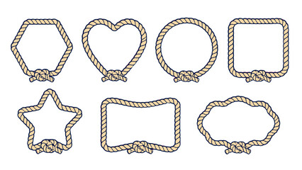 Set of rope frames in geometric and decorative outline shapes © icon_art