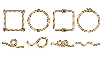 Set of rope frames, circles, knots and curved rope elements © icon_art