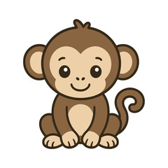Obraz premium Monkey cute. Cute character illustration color
