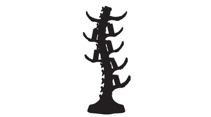 Dragon Spine Bookshelf Silhouette, Unique tree shaped bookshelf standing upright featuring sturdy wooden branches for storing many literary books, Editable Vector Strokes Illustrations Silhouettes. © MasterTech