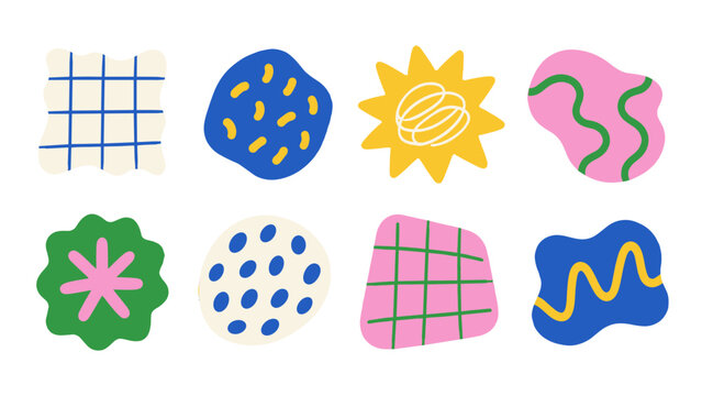 Abstract colorful organic shape set with patterns
