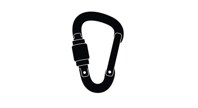 Carabiner Clip Silhouette On White Background fastener