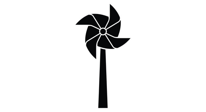 Pinwheel Toy Silhouette Against A White Background