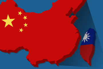 Fototapeta premium China shadow on Taiwan. military blockade concept of a possible military conflict, war in Asia banner web background