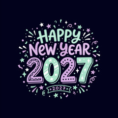 Obraz premium Happy New Year Celebration Typography T Shirt Design