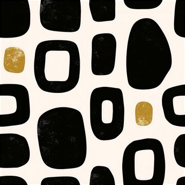 Abstract coptic ink bleed seamless pattern with organic black shapes