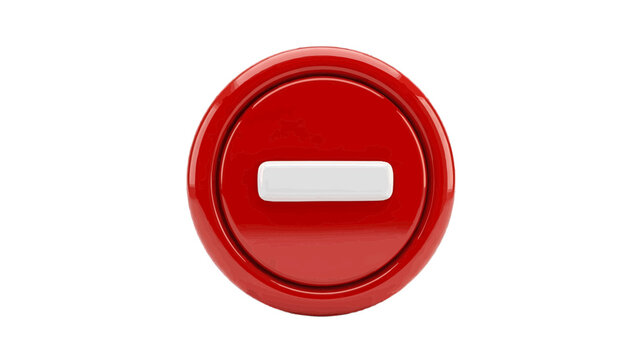 Vector illustration of red button with a minus sign on a transparent background