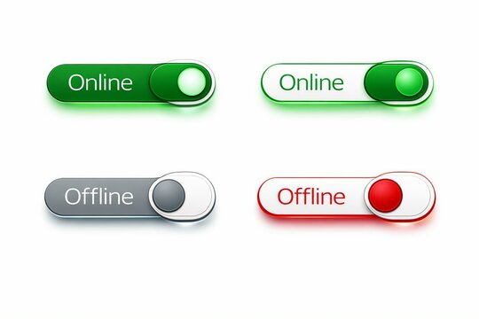 Online and offline toggle switch icons in green and red color