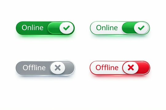 Online and offline toggle switch icons with check and cross symbols