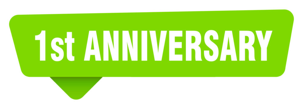 1st anniversary green sign isolated on transpatent background. 1st anniversary sticker