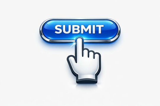 3d submit button with finger pointing click action